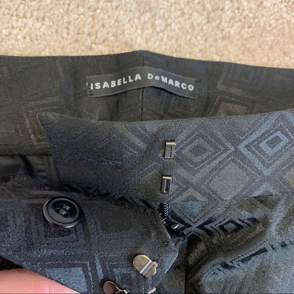 Isabella DeMarco Black printed dress pants trousers Sz 8 - Picture 7 of 13